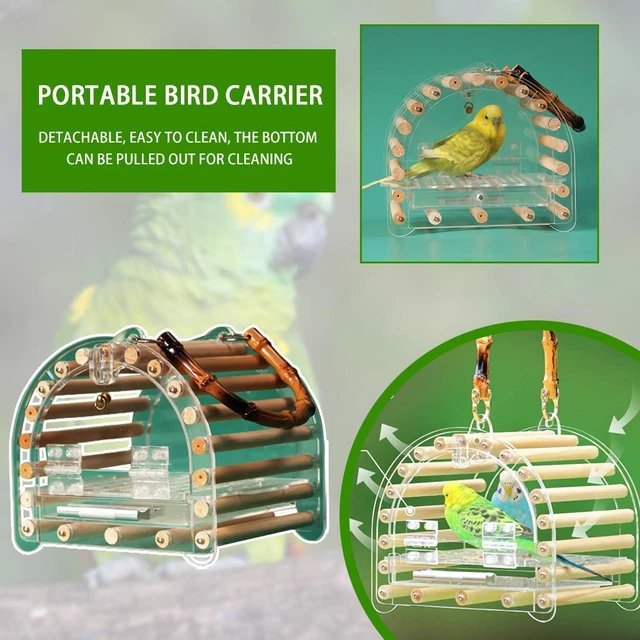Large Pet Transparent Go Out Bag Parrot Travel With Stick CaT2 Standing V3Z8