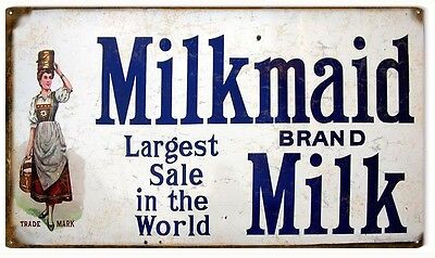 Reproduction Milkmaid Brand Milk Country Advertisement Sign