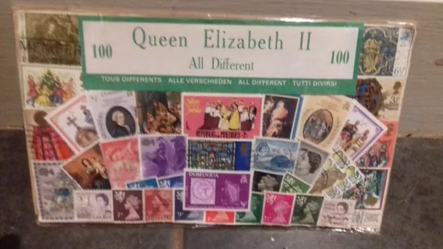 QUEEN ELIZABETH II 100 All Different Thematic Stamp Packet Collection