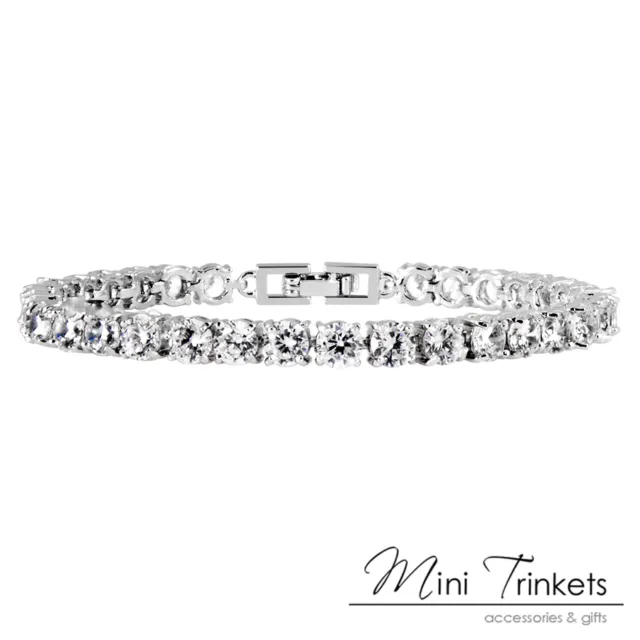 White gold plated wedding crystal tennis bracelet made with Swarovski Elements