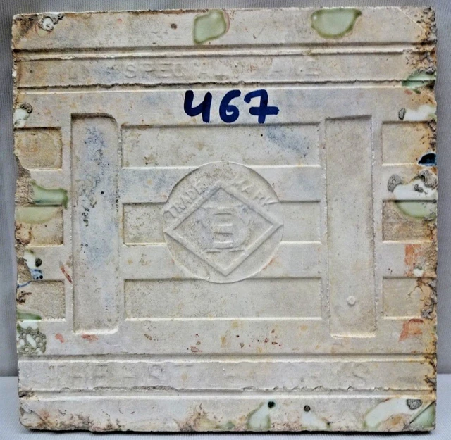 Majolica Tile Vintage Art Nouveau Ceramic Glazed Saji Japan Geometric Patter#467 3