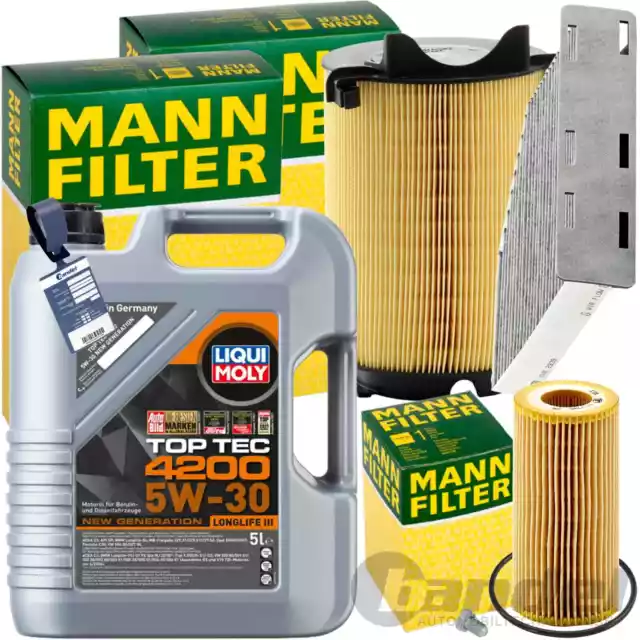 MANN INSPEKTIONSPAKET+5L LIQUI MOLY 5W-30 ÖL passend für VW TOURAN PASSAT 2.0FSI