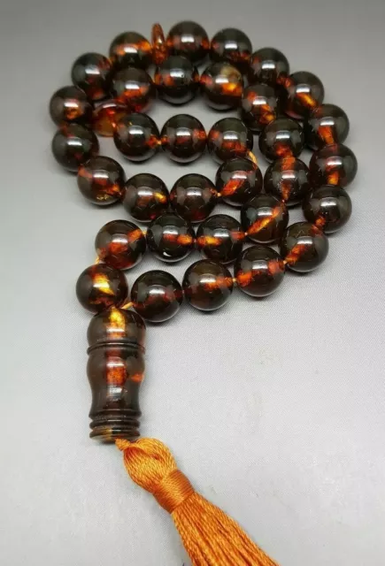 Baltic Amber 33 Islamic Prayer pressed beads 12 mm Tasbih Misbaha Muslim Rosary