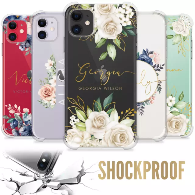 Personalisierte Hülle Blumeninitialen Name Silikon Abdeckung Für Iphone 12 11 13 7 Geschenk