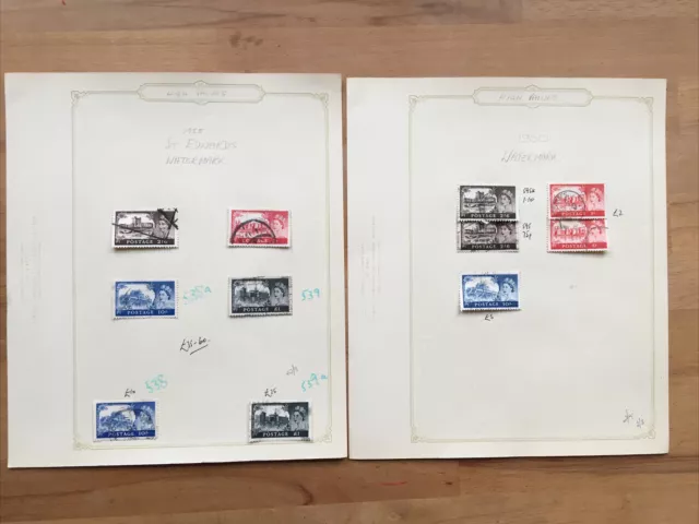 GB QEII Castles High Values 1955 St Edwards Watermark 1960 Watermark Used Hinged