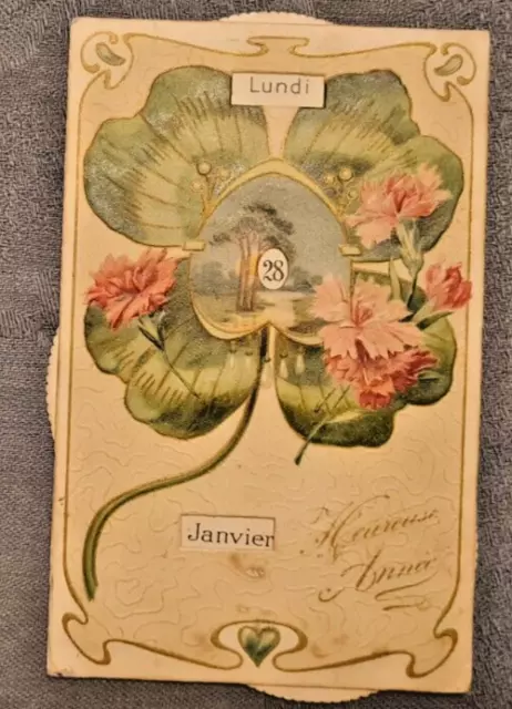 Ancienne Carte Postal Cpa Decoupi Litho Changement De Date