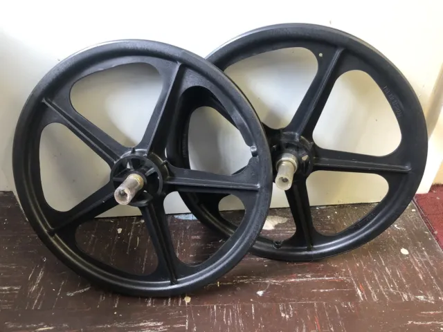 Skyway Tuff Mag Old School BMX Wheels 20 Inch Pair Front & Rear Burner Black