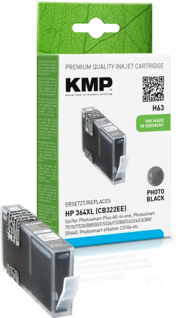 KMP H63 photo-schwarz Tintenpatrone ersetzt HP Photosmart Plus HP 364XL (CB332EE