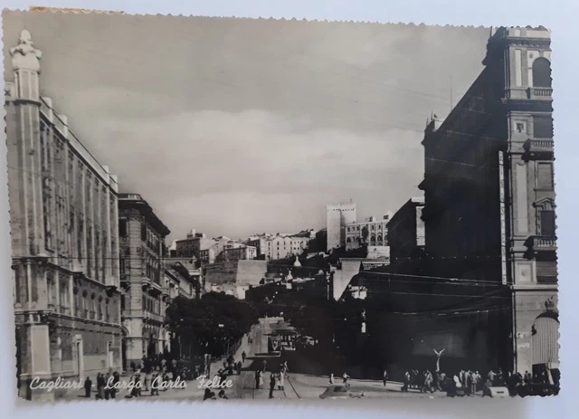 Cagliari - Largo Carlo Felice  - Animata  - viaggiata 1952 - formato grande