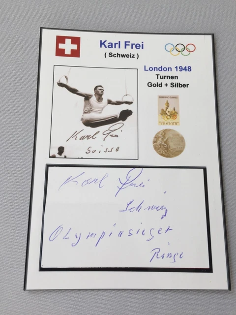 KARL FREI († 2011) Olympiasieger 1948  Turnen  signed Foto 10 x 14 Autogramm