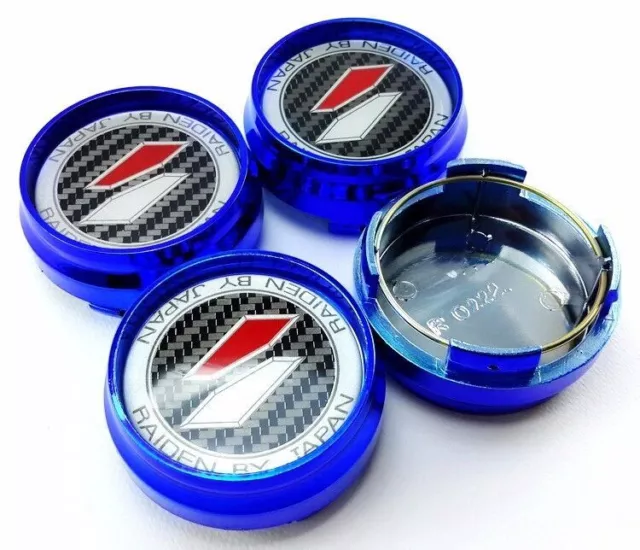 CAPOTS DE MOYEU DE CENTRE DE ROUE RAIDEN BLEU 62mm. Pièces pour LENSO...