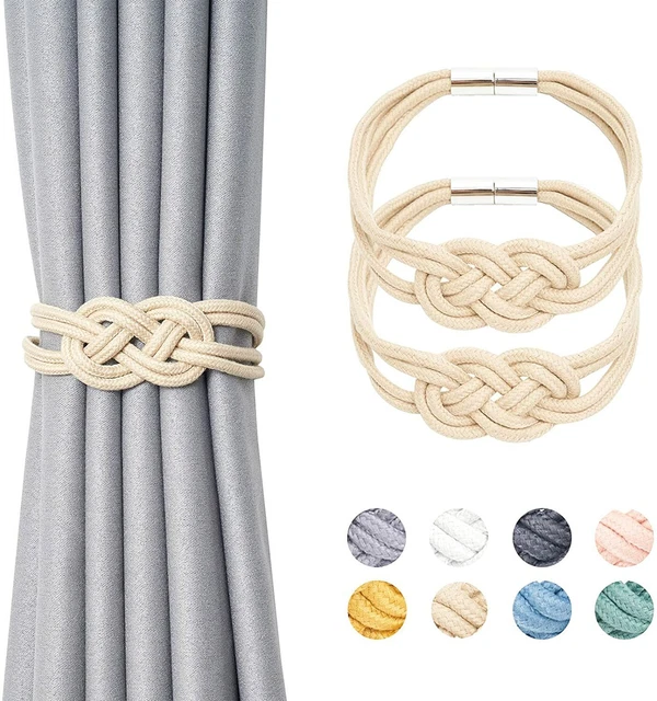 2pcs Strong Magnetic Curtain Tiebacks Upgrade Solid Color Curtain Holdbacks Rope