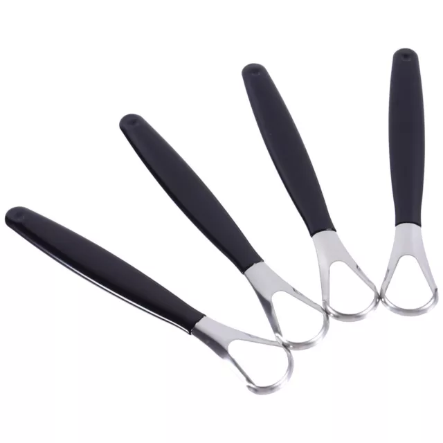 4pcs Stainless Steel Tongue Scraper Mouth Cleaner - Black