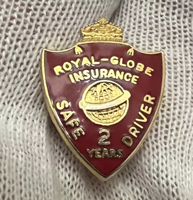 Royal Globe Insurance 2 Year Safe Driver Award Enamel Lapel Pin - J149