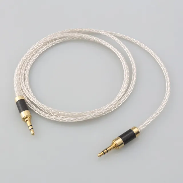 6N OCC Copper Silver Plated 3.5mm Male to Male 8 Cores HiFi Audio AUX Cable