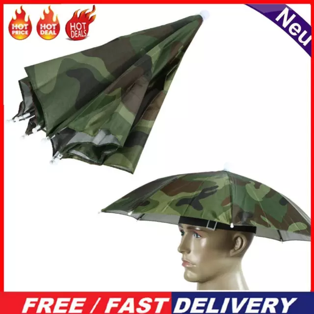 5Pcs 55cm Foldable Umbrella Fishing Hiking Hat Cap Camping Headwear (Camo)