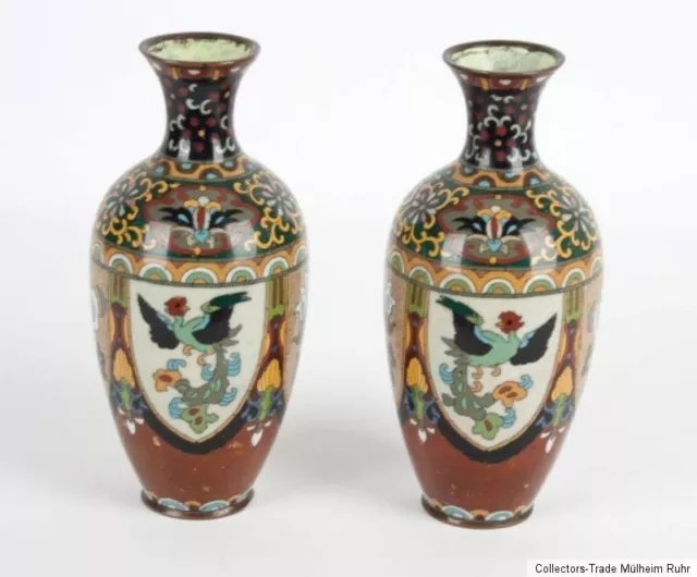 Japon 19/20 Siècle A Paire De Japonais Cloisonné Vases - Vasi Giapponesi