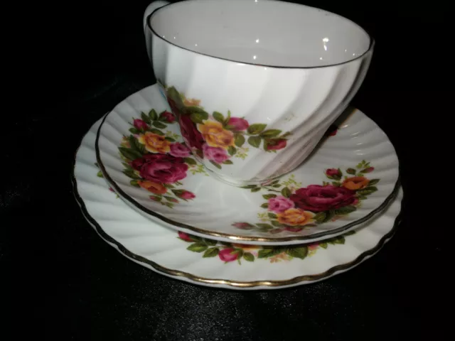 Antique Floral Fine Bone China Crown Staffordshire Cup Saucer Plate Combo