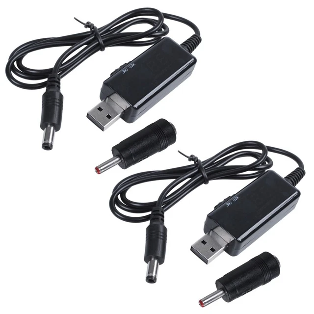 2x USB Boost Cable 5V Step 9V 12V Adjustable Voltage Converter 1A SteJ2V2