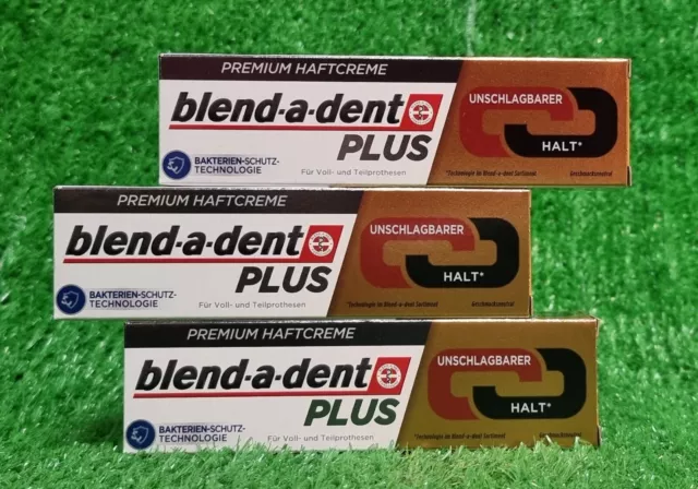 (149,17€/kg) 3x Blend-a-dent Premium Haftcreme PLUS Duo Kraft 40g/PK Versand 0€!