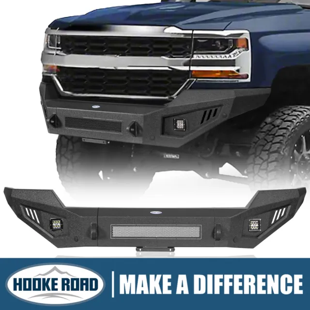 Hooke Road Steel Front Bumper w/Led Lights for Silverado 1500 2016 2017 2018