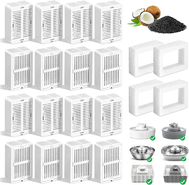 16 Pack Replacement Filters for 360° Cupcake Ceramic Pet Fountain, Ca...