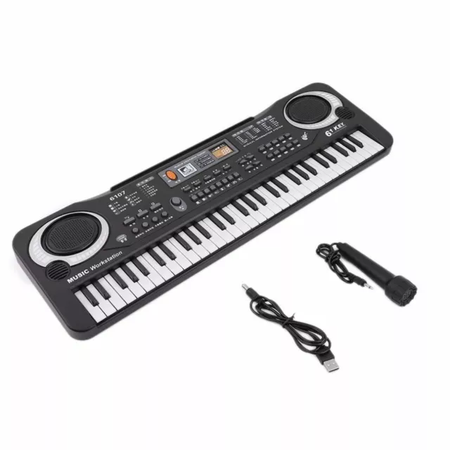 61 Keys Black Digital Music Electronic Keyboard Key Board Electric Piano Kids