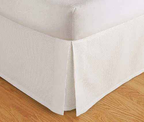 Tailored Bed Skirt Dust Ruffle Pleated 14" Drop Beige, White Full, Queen, King