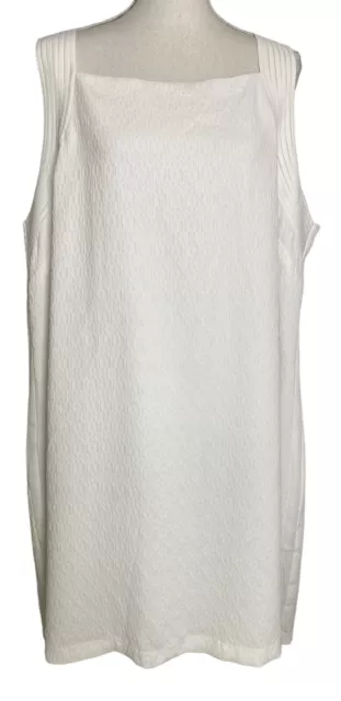 Nic + Zoe 3 3X White Sleeveless Shift Dress Textured Lined Wedding Beach Party