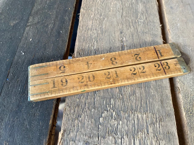 J RABONE & SONS RARE No 1167 Boxwood 2ft Folding Wooden Ruler Brass Hinge