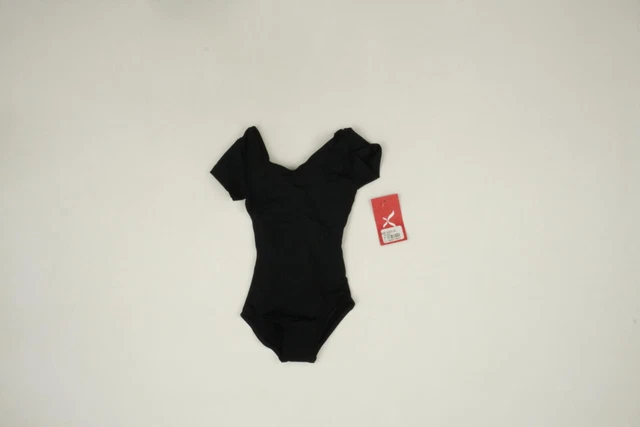 Capezio girls Team Basic Short Sleeve athletic leotards, Black, Toddler 2T-4T US