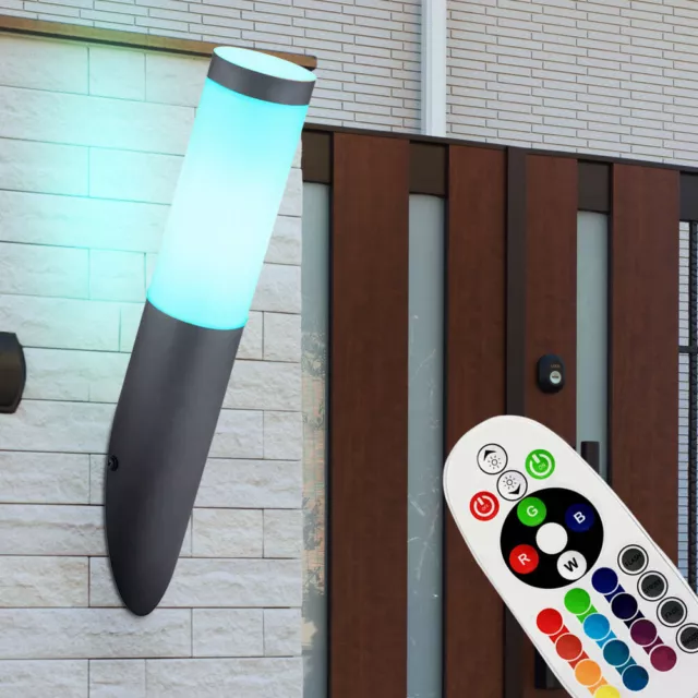 LED Fackel Wand Lampe RGB Farbwechsel Edelstahl Hof Außen Leuchte FERNBEDIENUNG