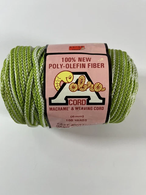 Vintage Cobra Twisted Macrame Cord Green Colored 6mm 100 Yards Poly-Olefin NOS