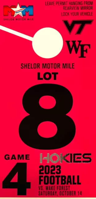 Virginia Tech vs. Wake Forest - Parking Pass - Lot 8 - October 14, 2023