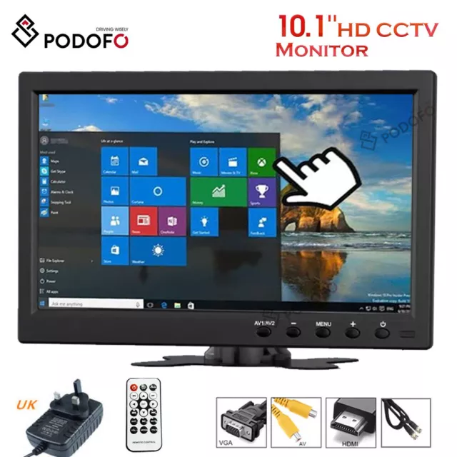 10.1" Inch HD LCD Screen Monitor PC CCTV HDMI/VGA/BNC Color Display Dual Speaker