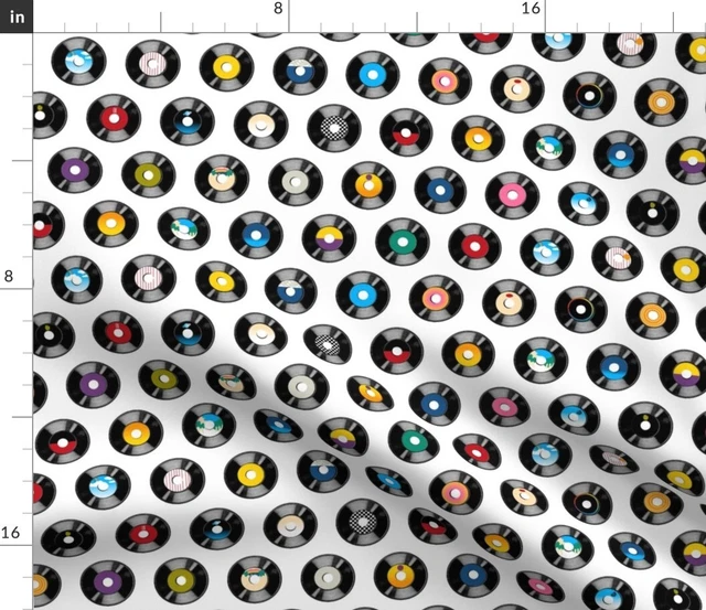 Stars Records Retro 60S 70S 80S Music Rock Roll Spoonflower Fabric by the Yard