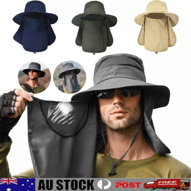 Outdoor Sun UV Protection Fishing Cap Neck Face Flap Wide Brim Hat Cover Summer