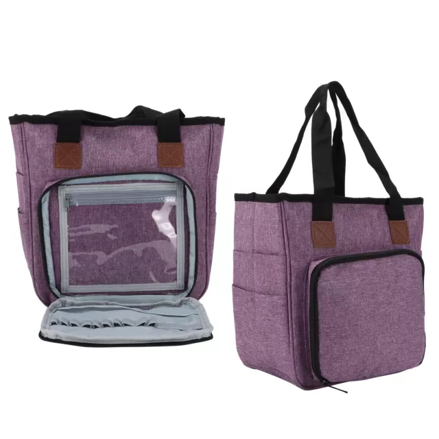 Knitting Bag Portable Oxford Cloth Storage Tote For Crochet Needles(Purple) Blw