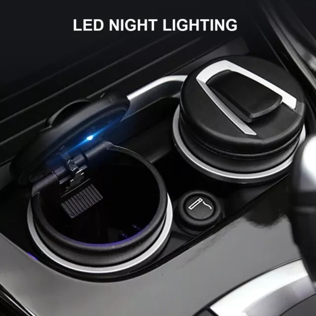 2X Auto Aschenbecher 2In1 Mit Led Kfz Windaschenbecher Mit Deckel Gluttöter+Lich