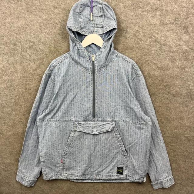 LEVIS JACKET MENS Medium Blue Sutro Anorak Denim Smock Mods Coat 1 4 Zip Top 49.49 PicClick UK