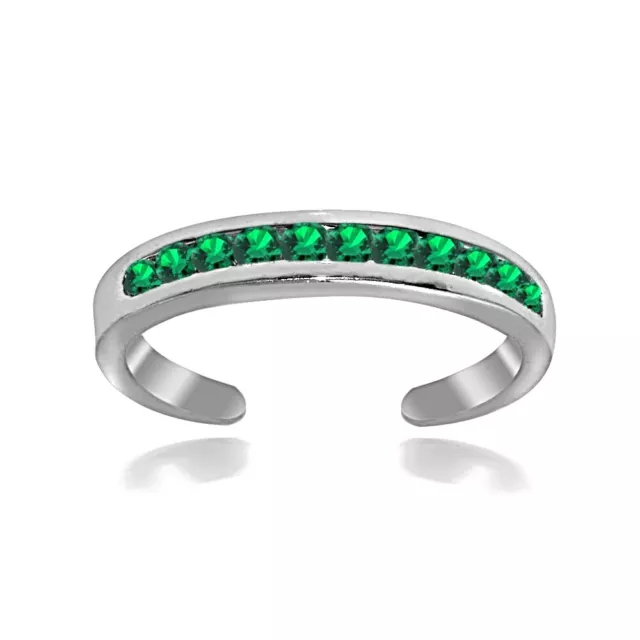 Sterling Silver Channel Set Simulated Emerald Toe Ring