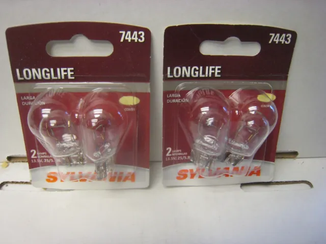 2 Twins SYLVANIA - 7443 Long Life Miniature - Bulb ( 2 Bulbs) each -so 4 Bulbs