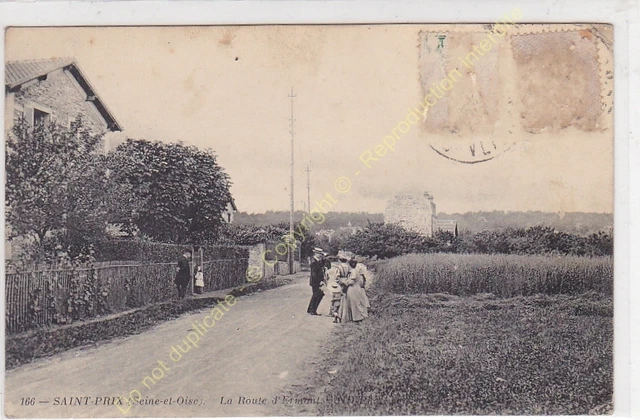CPA 95390 SAINT PRIX route d'Ermont animée