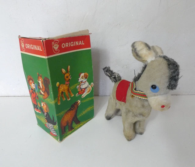 Lot De 3 Peluches Mécaniques Anciennes (dromadaire, Ours, âne) à Remontoir à Clé - Jouets Vintage