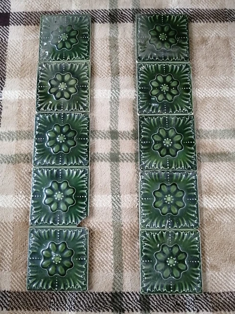 Set Of Antique arts and crafts Glazed Tiles