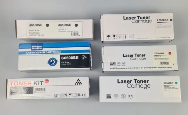 6 compatible Toner Cartridges For Xerox 6500 - 4B 1C 1M