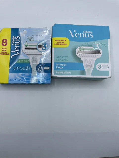 2 cartucho de cuchillas de afeitar suaves sensibles Gillette Venus valor 8 paquetes nuevo