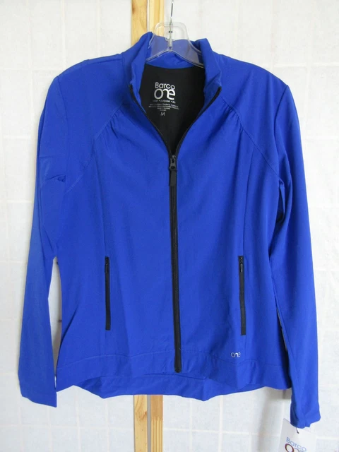 NWT Barco Gardena 2PKT Princess Zip Warmup Cobalt Women Long Sleeve Scrub Top XS