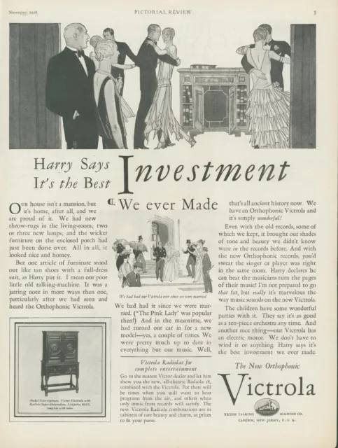 1928 Victrola Orthophonic Electrola Pink Lady Phonograph Vintage Print Ad PR3