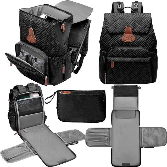 Comfynana Baby Diaper Bag Backpack with Changing Station, Black, New without Tag